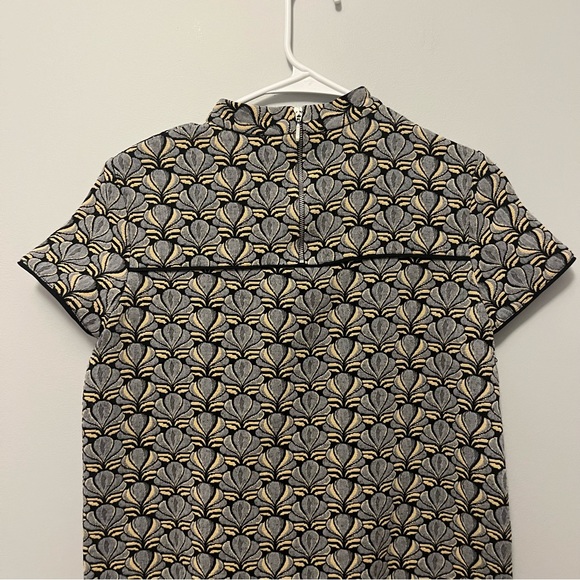 Zara • metallic asian style paisley brocade print short sleeve mini dress - Picture 14 of 16